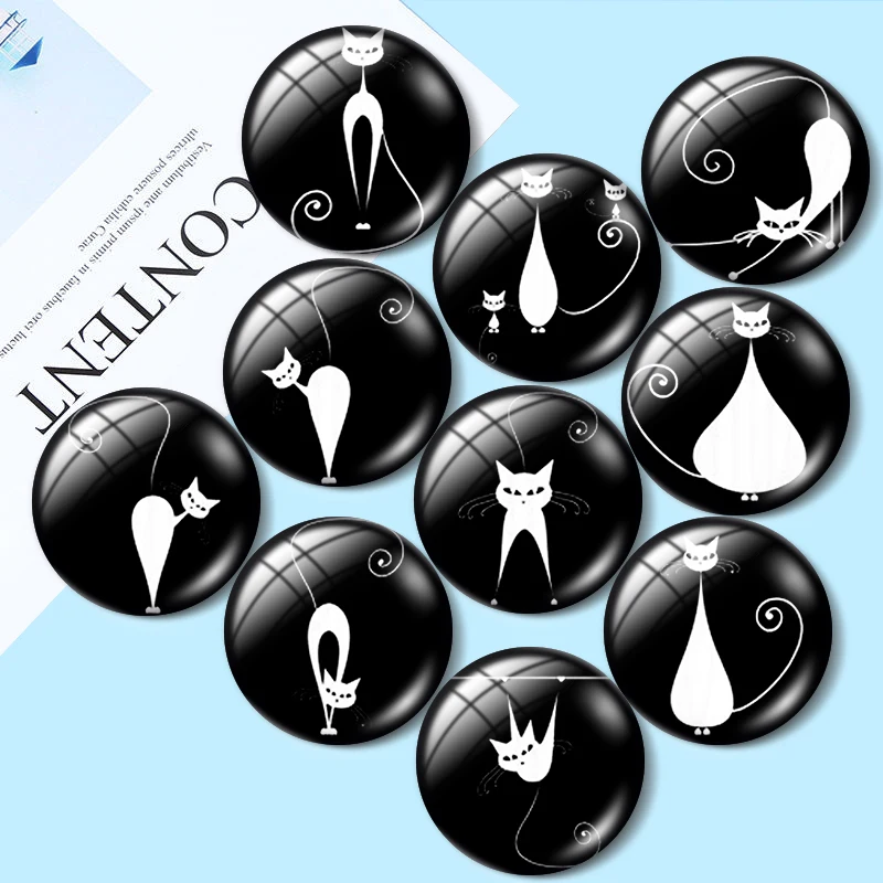 

Забавные коты для изготовления ювелирных изделий, 10 шт., 12 мм/18 мм/20 мм/25 мм, Круглые Стеклянные Кабошоны, демонстрационная фурнитура для изготовления ювелирных изделий с плоским основанием