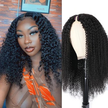 Alja Beauty  curly v peruca cabelo humano brasileiro encaracolado peruca sem cola nenhuma deixar para fora virgem