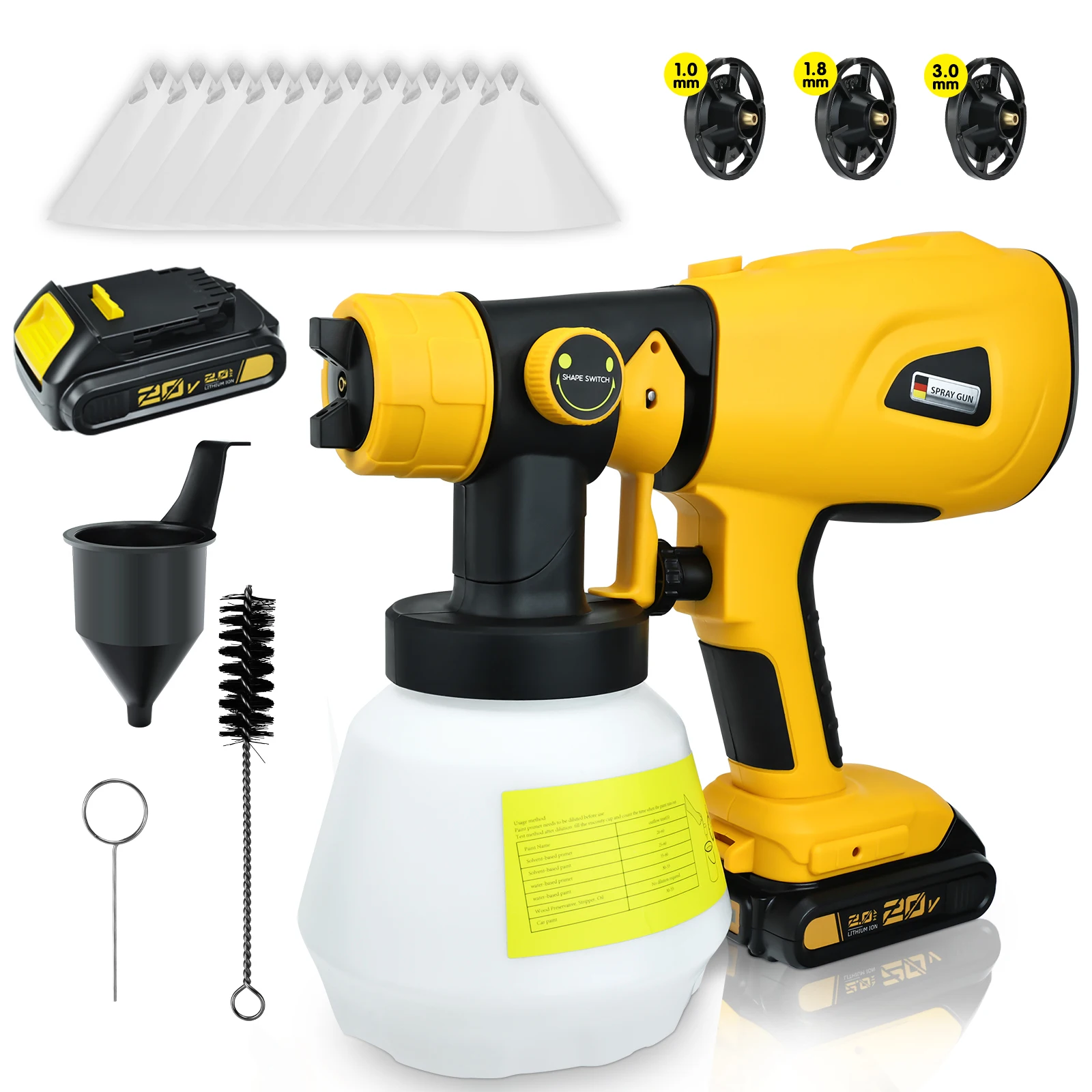 

Электрический распылитель краски Dewalt, 1000 мл, 20 в, 2000 мАч