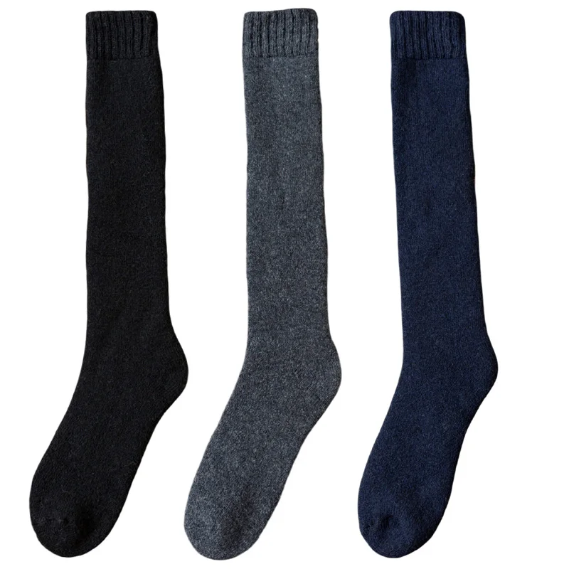Men's Luxury Winter Wool Knee-High Socks - 3 Pairs