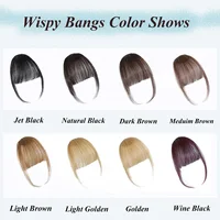 Wispy français frange de cheveux humains pince sur frange d'air légère pour les femmes usage quotidien noir, brun,bourg, blond couleur frange Extensions de cheveux 4