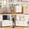 60" Sideboard Buffet Cabinet with Storage, Curved Design Cabinet with 4 Doors & Adjustable Shelves Modern Console Table 6
