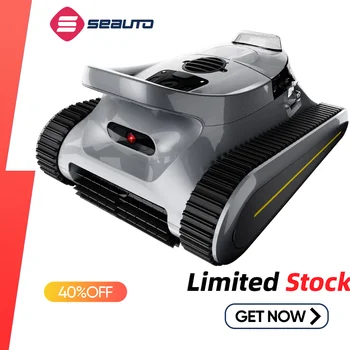 Robot aspirapolvere per piscina Cordless: Seauto 180 minuti in esecuzione arrampicata su parete per piscine fuori terra e interrate fino a 2000 piedi quadrati.