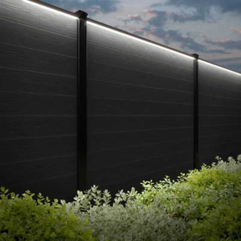 Complete kit outdoor pathway waterproof solar led light strip WPC modular trellis fence panel board with aluminum post