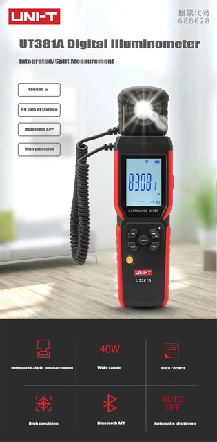 UNI-T UT383BT Luxmètre Numérique Bluetooth Photomètre Luminomètre