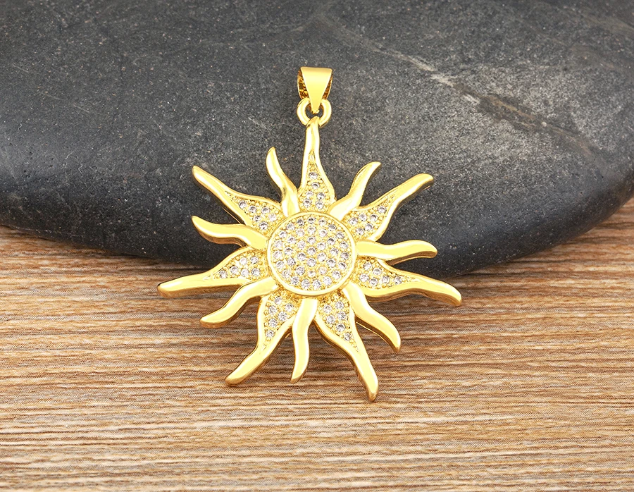 AIBEF Light Of Star And Moon Sun Shape Pendant Women Necklace Copper Zircon Western European Style Jewelry Popular Romantic Gift