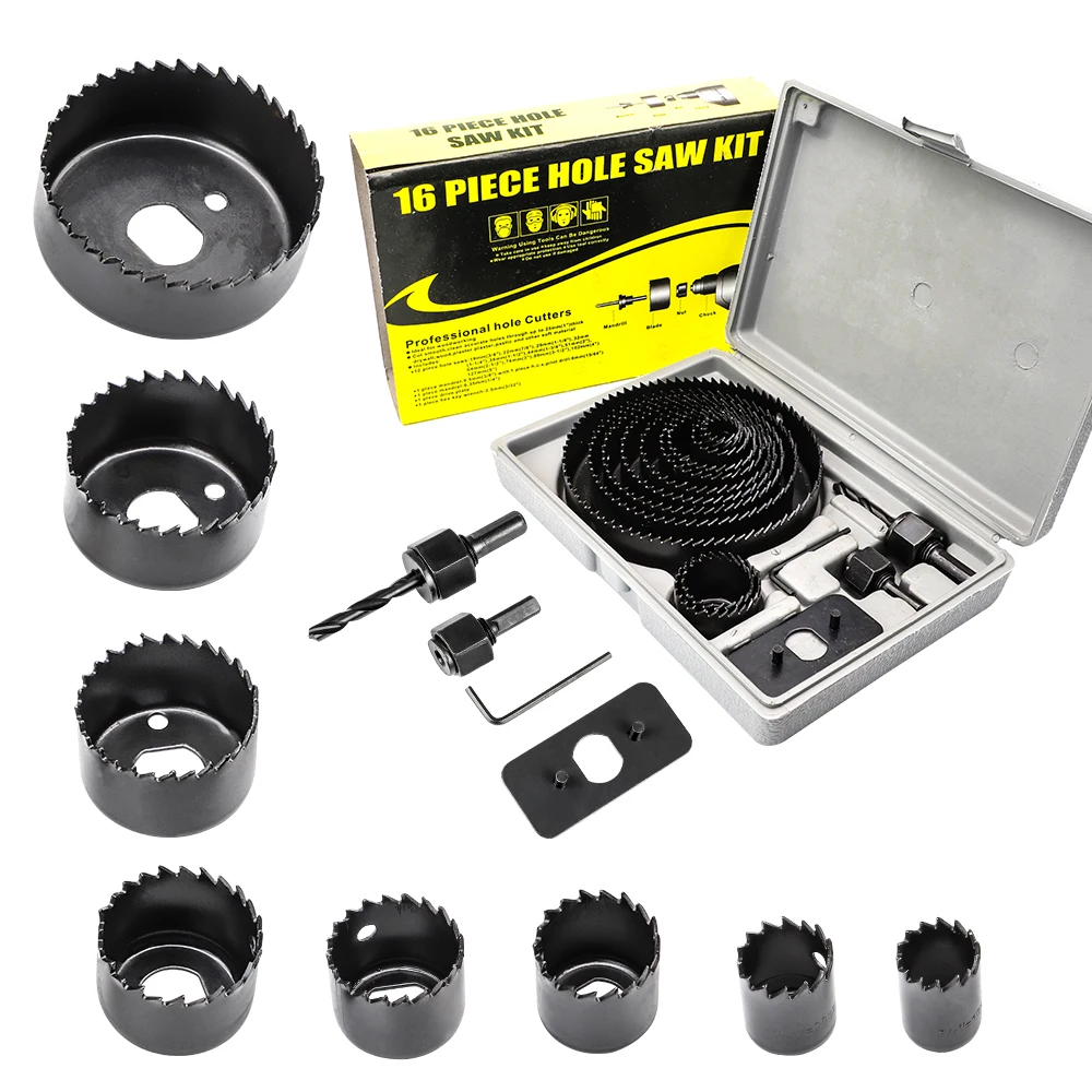 Sierras Corona Kit 18 Piezas Sierra De Corona | Acero Al Carbono | Diámetros 19-127 Mm | Para Madera, Yeso Y Plástico Kit Sierra Perforadora Knpwer 18 Piezas Madera Yeso Metal
