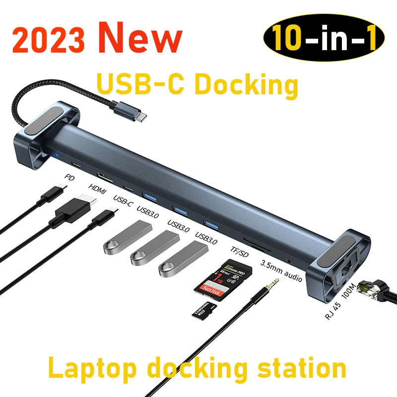 2023 Ultimo Stile 10 In 1 Dock Hub Usb C Macbook Macmini Docking Station Per Dell Lenovo Asus Hp Thunderbolt Accessori Per Laptop
