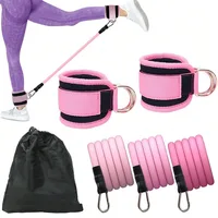 3Piece Set Natural Latex Yoga Resistance Bands, Hip and Leg Shaping Trainer with Ankle Straps for Home Gym Multi-Level Fitness E