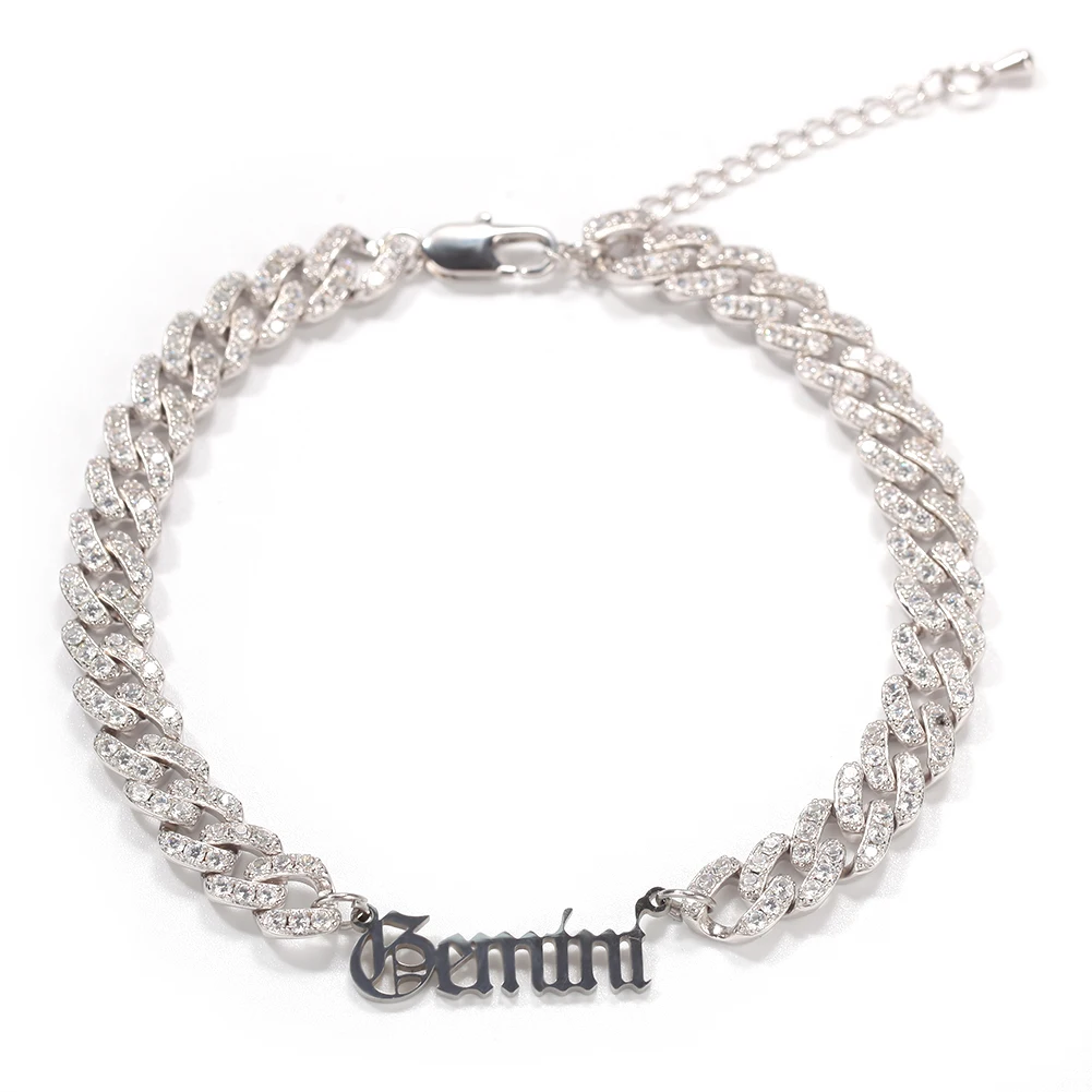 THE BLING KING Custom Stainless Steel Name 9mm CZ Cuban Ankle Personalized Nameplate Anklet Hiphop Jewewlry For Women Gift