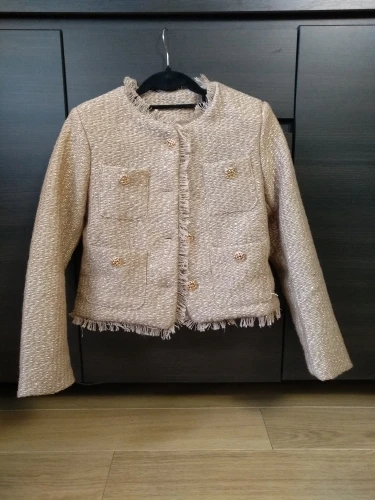 Short Tweed Coat Women Autumn Fashion Elegant O-neck Long Sleeve Botton Frayed Pockets Jackets Female Outwear Office Lady Coats