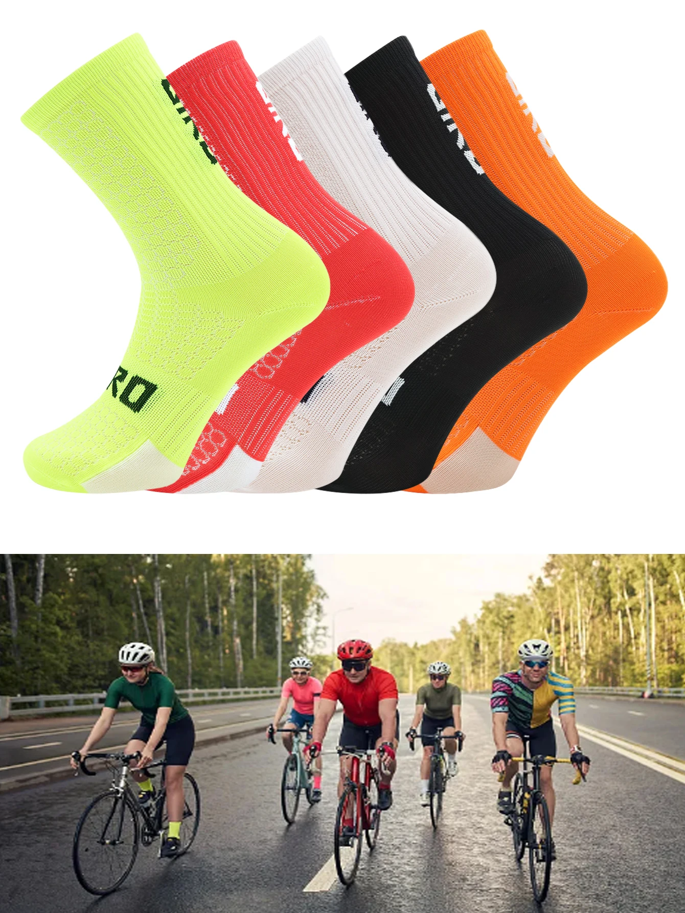 pares de calcetines de ciclismo de compresión Crew para hombres