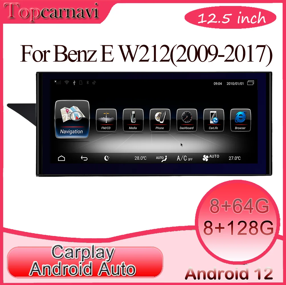 

Android 12 car multimedia DVD radio stereo player Navi GPS CarPlay auto for Benz E W212 S212 E63 w207 C207 A207 2 din 12.5 inch