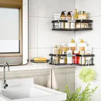 3 - Pack Black Corner Shower Caddy Organizer. Shelves Storage Rack for Bathroom Countertop. Ideal for Home Decor 2