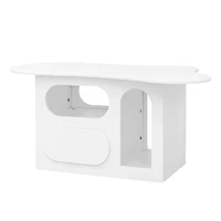 Comanlai 97x45x43,5 cm Table basse en forme de nuage, table de canapé moderne, table d'appoint, avec tiroirs, compartiments de rangement ouverts, blanc 4