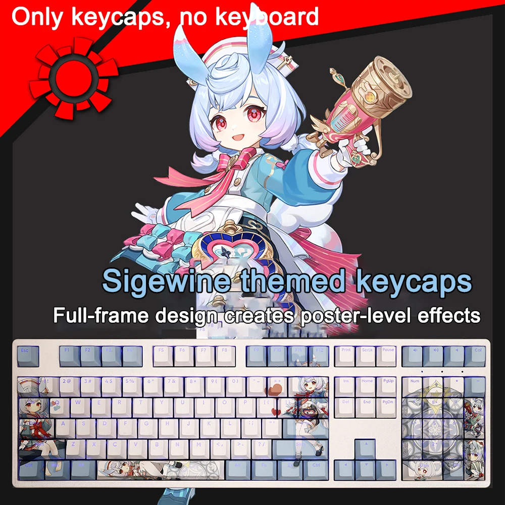

108 Keys Genshin Impact Keycaps Sigewine Keycap PBT Dye Subbed Keycaps Cherry Profile Anime Gaming Key Caps For ANSI 61 87 104