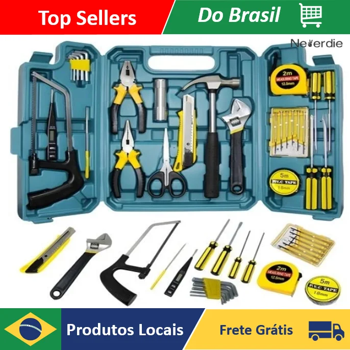 Kit Jogo De Ferramentas 27 Peças Com Maleta Chaves Allen Alicate Martelo Completos - Neverdie Store