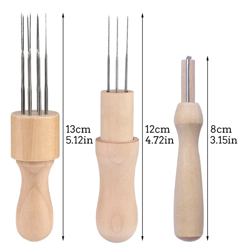 Needle Felting Kit Wool Felting Kit Felting Needles Kit with Three Needles Finger Cots Wooden Handle Felting Starter Set DIY Yarn Wool Felt Tools Craft