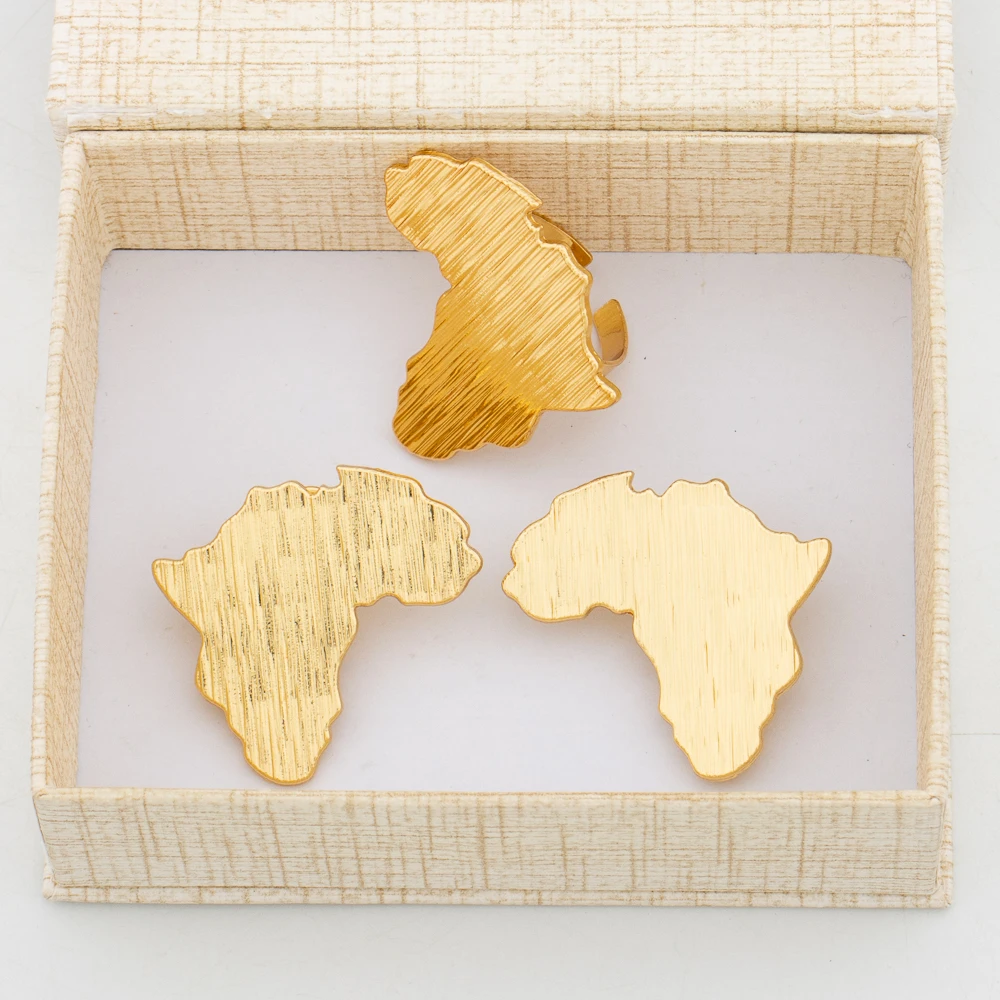 

Earrings and Jewelry Set for Women Party Gifts African Dubai Gold Plated Clip Earrings and Finger Ring Set for Bride Accessory