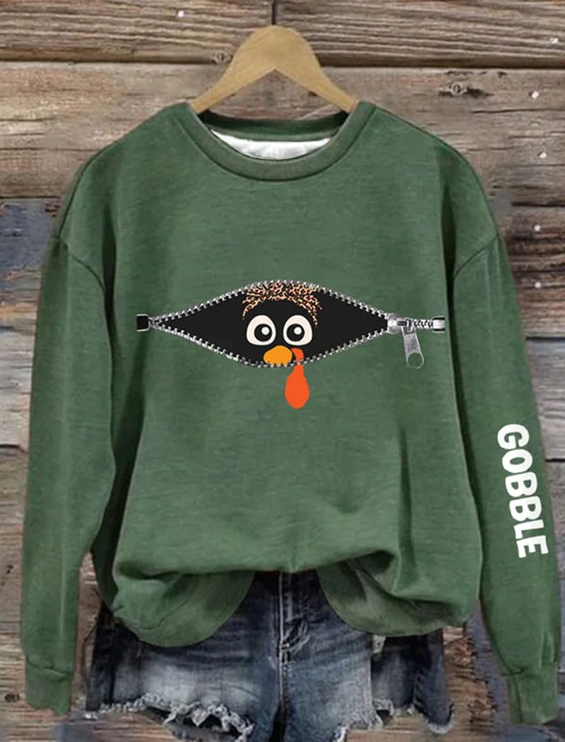 

Women's Gogble Turkey Fun Thanksgiving Casual Sweatshirt