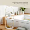 White/natural cosmetic organizer. Compact 50x19x19cm size. Sleek and functional for vanity storage. 5