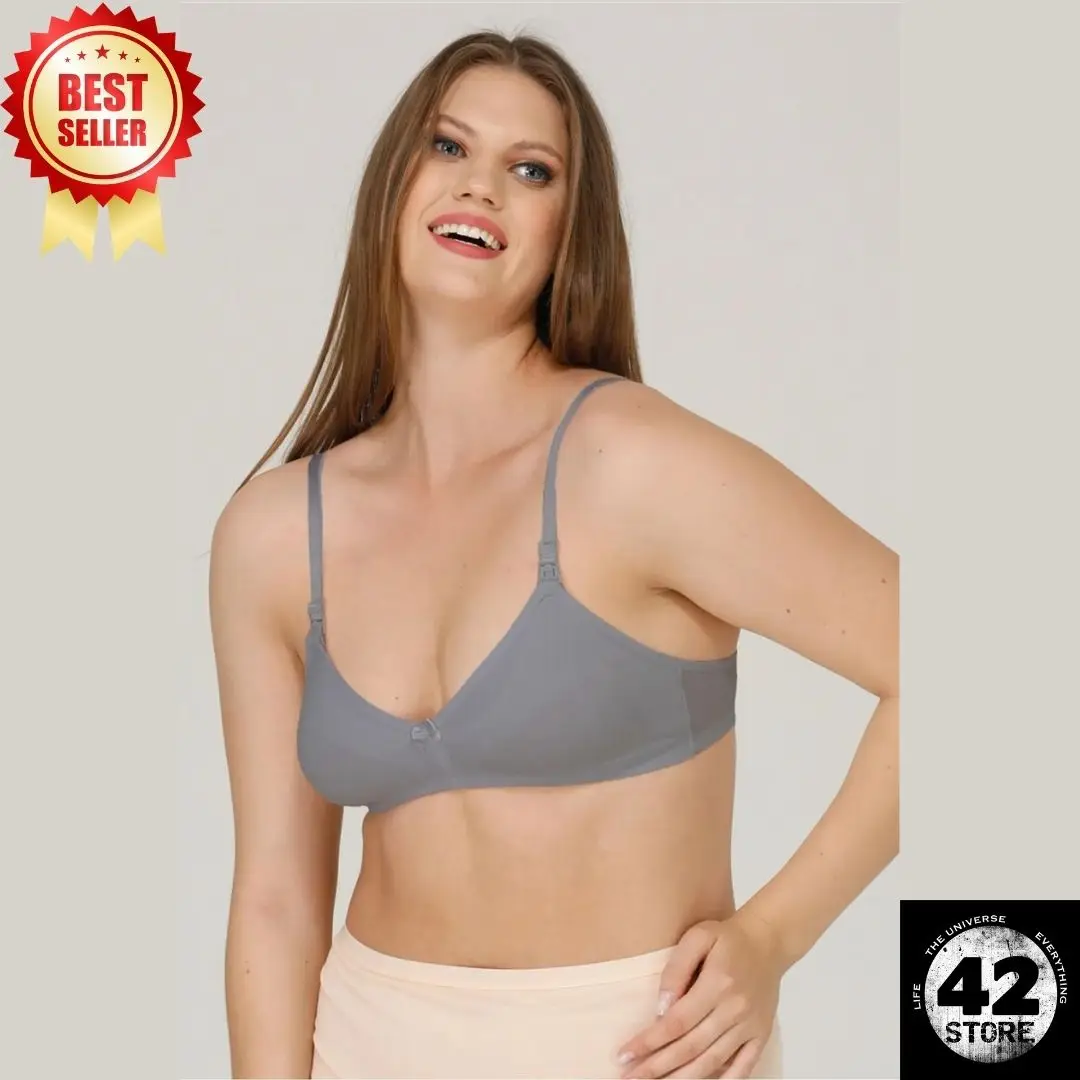Turkish Cotton 3 Piece Nursing Bra Set Black White Gray