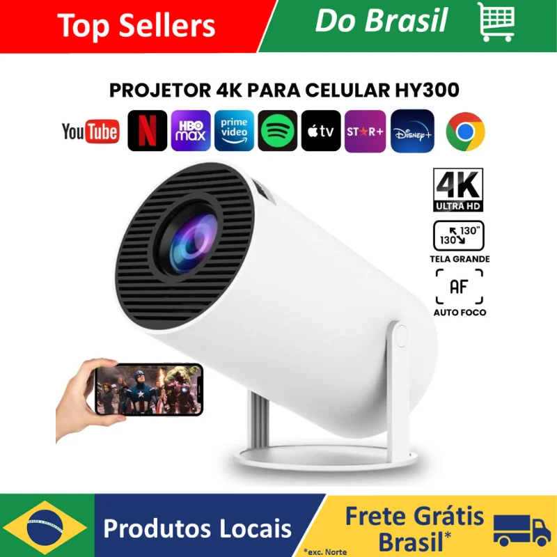 Projetor Magcubic HY300 Original Portátil Smart Android 11 4K Ultra HD HDMI Wifi Bluetooth Alto Falante Embutido