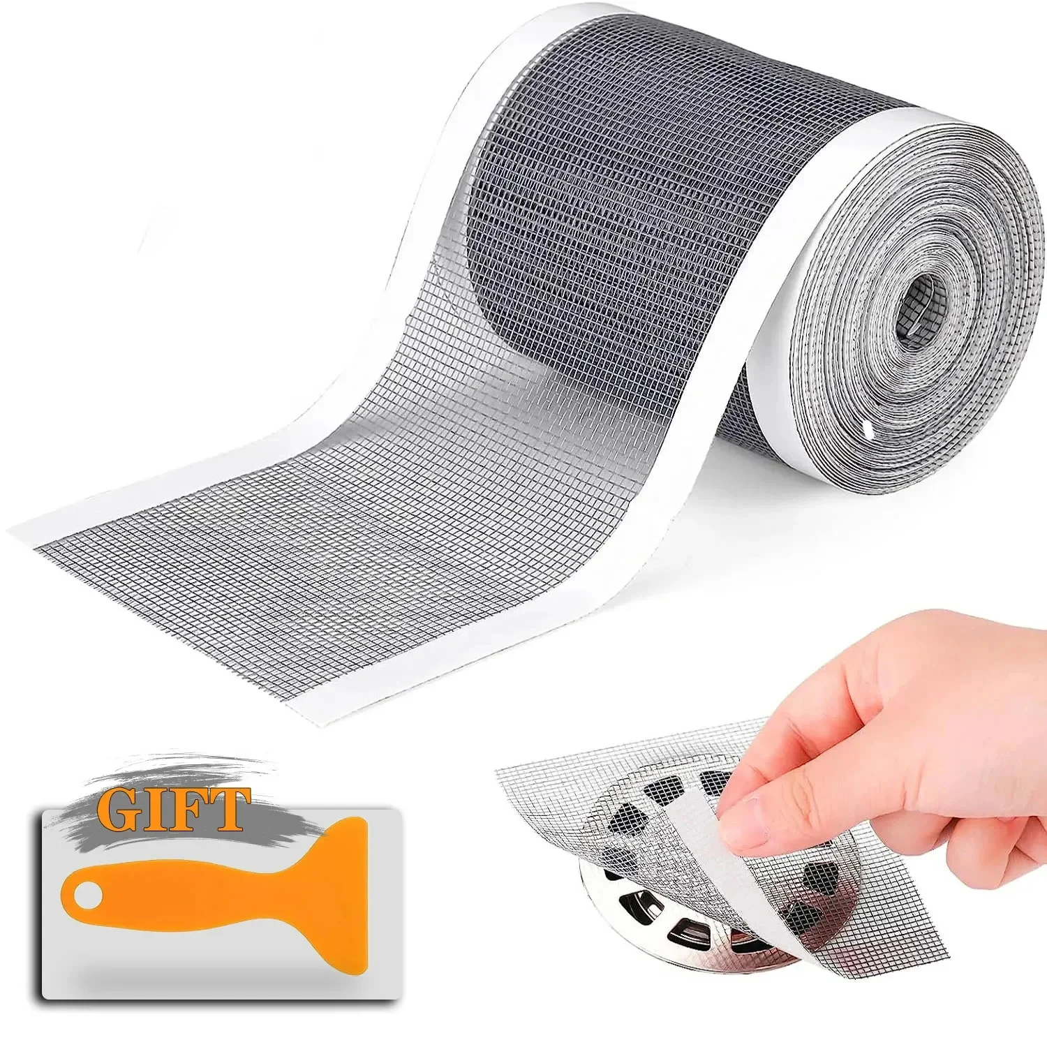 Shower Drain Hair Catcher Self-Adhesive,Disposable Mesh Sink Strainer Filter for Bathroom Floors Cutable,Waterproof,Mildew