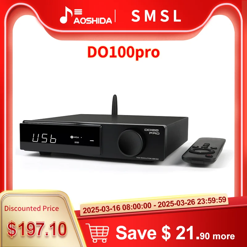 SMSL DO100 Pro Hi-Res MQA DAC Dual ES9039Q2M Decoder Bluetooth5.1 
