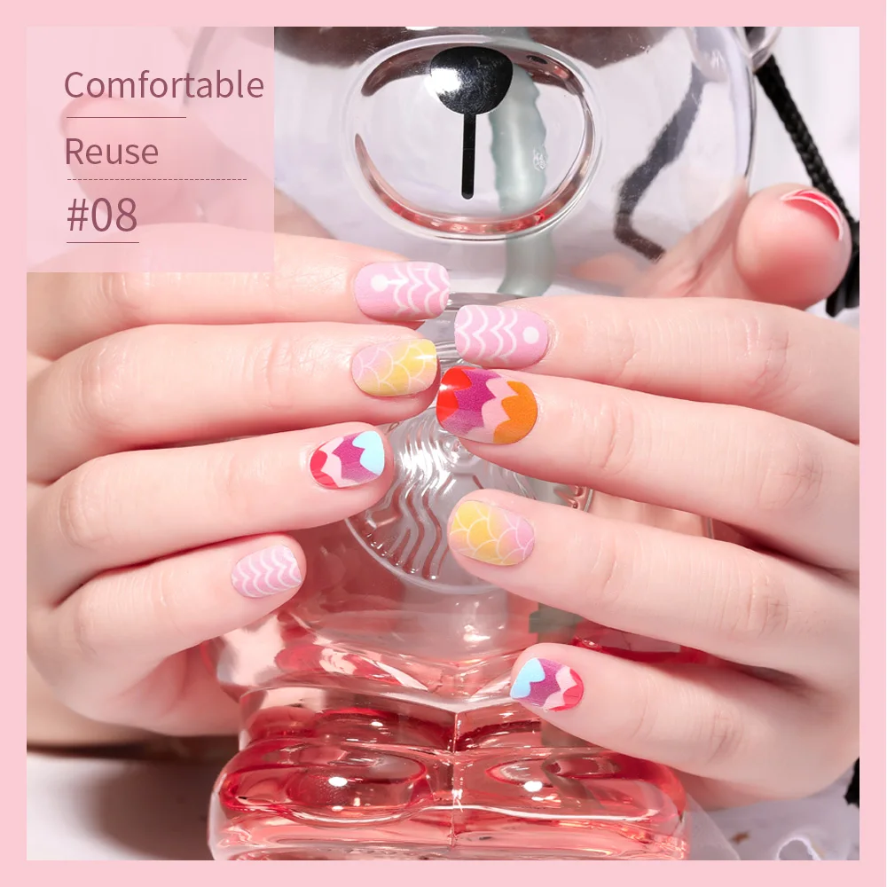 LULAA 24PCs Polytype Cartoon Fake Nail Press On Nail Art Children's