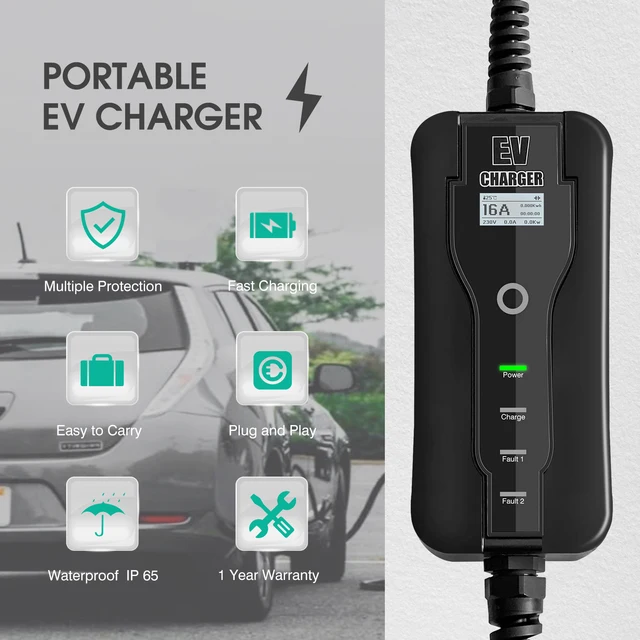Chargeur de voiture électrique de type 2, prise Schuko de niveau 2
