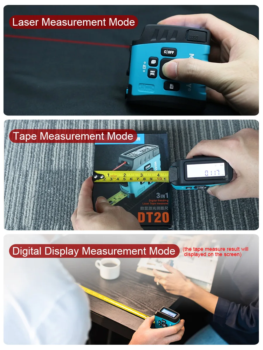Mileseey DT20 Laser Distance Meter Portable Bluetooth Rangefinder For Home Design