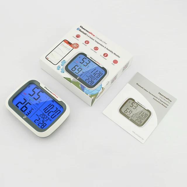 ThermoPro TP152 Large LCD Screen Digital Indoor Home Thermometer Hygrometer  With Clock Function - AliExpress