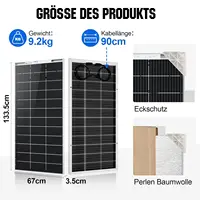 Panneau solaire bifacial ECO-WORTHY 195 W, module solaire monocristallin 18 V pour batterie 12 V, panneau solaire photovoltaïque 12 V, idéal pour camping-car, système de balcon, abris de jardin, bateaux 5