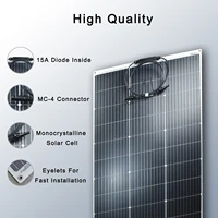 Kit de panneaux solaires flexibles 250W, 2 modules solaires monocristallins 125W 18V avec contrôleur de charge solaire 20A et câbles, système solaire complet IP67 étanche et léger pour camping-car, camping, bateau, charge de batterie 12V 4