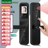 RAYKUBE F008 Tuya Wifi peephole HD กล้องลายนิ้วมือดิจิตอลสมาร์ทประตูล็อค Doorbell ในตัว Gateway APP ปลดล็อคระยะไกล 1
