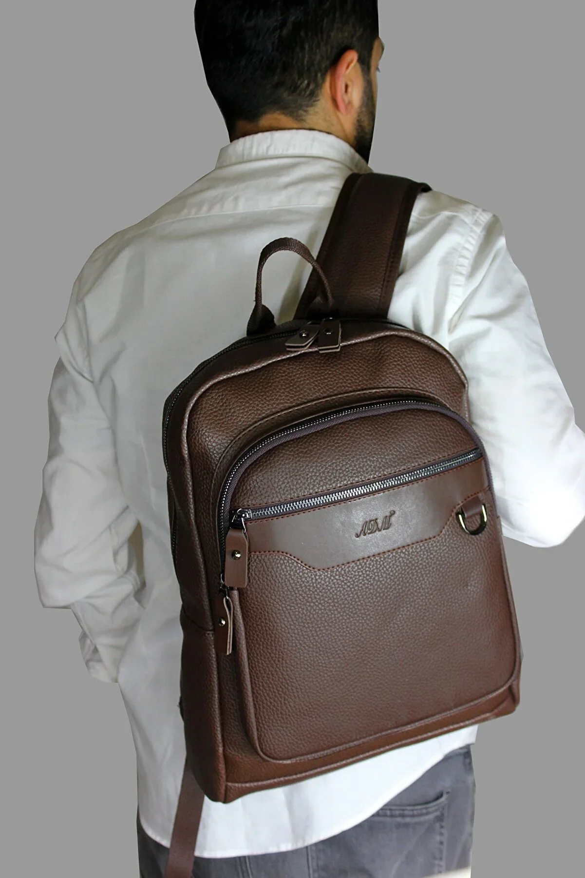 

Unisex Faux Leather Laptop Briefcase Backpack⭐2022 leather chest bag men's casual messenger bag fashion men's chest bag