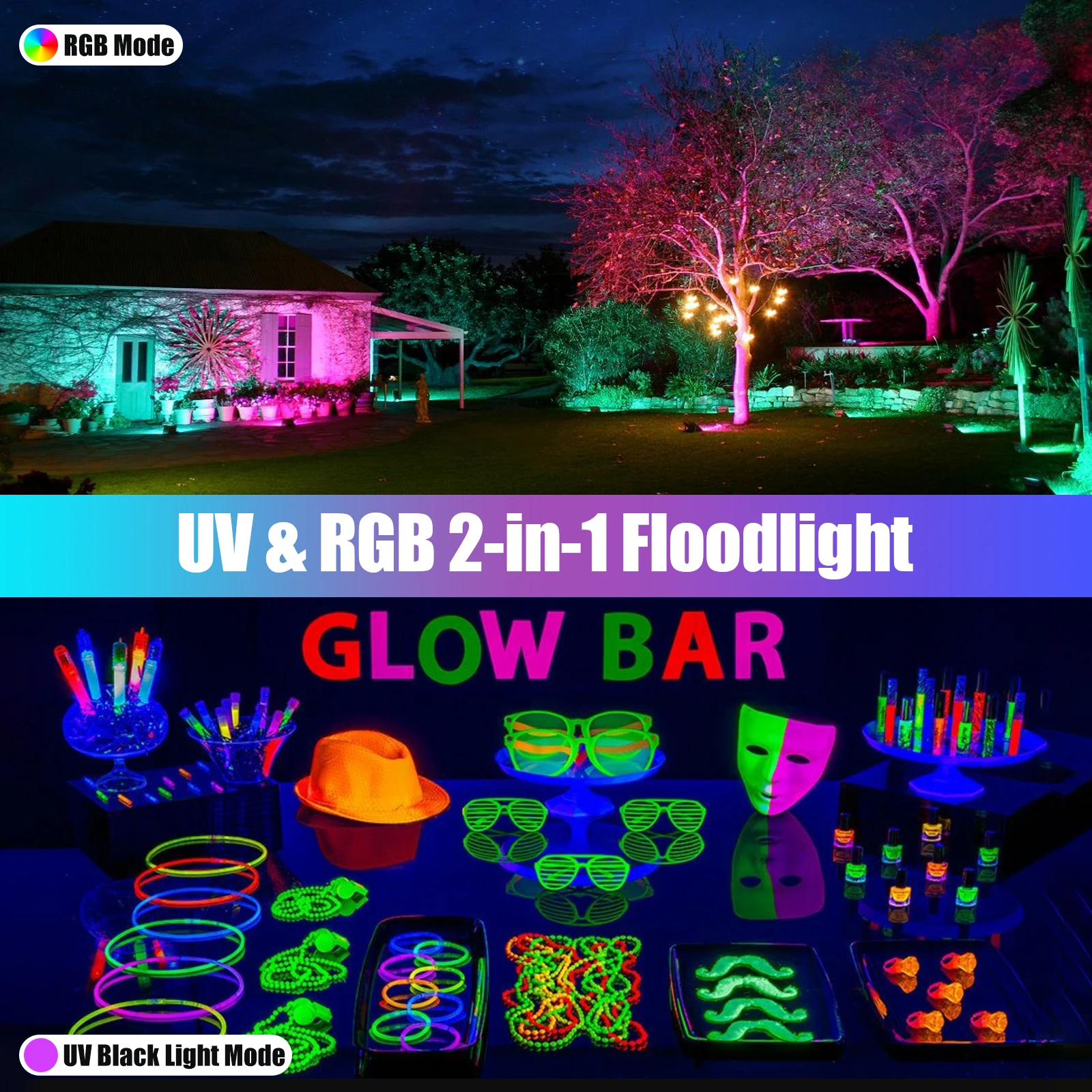 RGB Flood Light,Color Changing Floodlight,White 3000K & 16 Million Colors&Timing& Music Sync,with APP and Remote Control