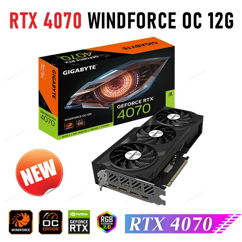 

Gigabyte Graphics RTX 4070 WINDFORCE OC 12G RTX 4070 Video Card 2490 MHz GDDR6X GPU 192 bit PCI-E 4.0 Support AMD Intel CPU New