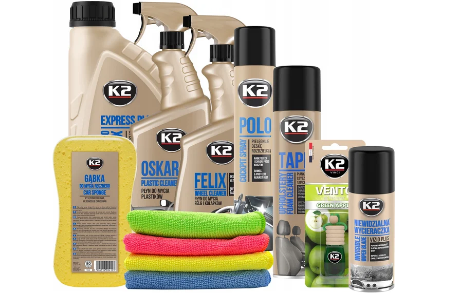 K2 ZESTAW KOSMETYKÓW DO PIELĘGNACJI AUTA 9 Produktów  z Polski za $21.61 / ~88zł