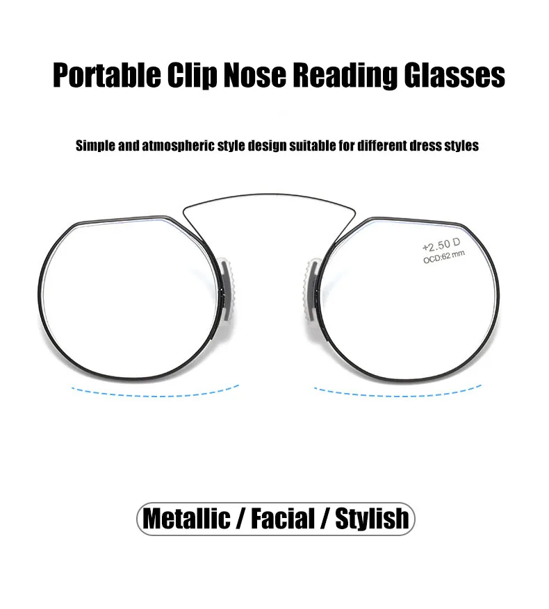 Rimless Nose Clip On Reading Glasses Mini Portable Legless Lazy Glasses