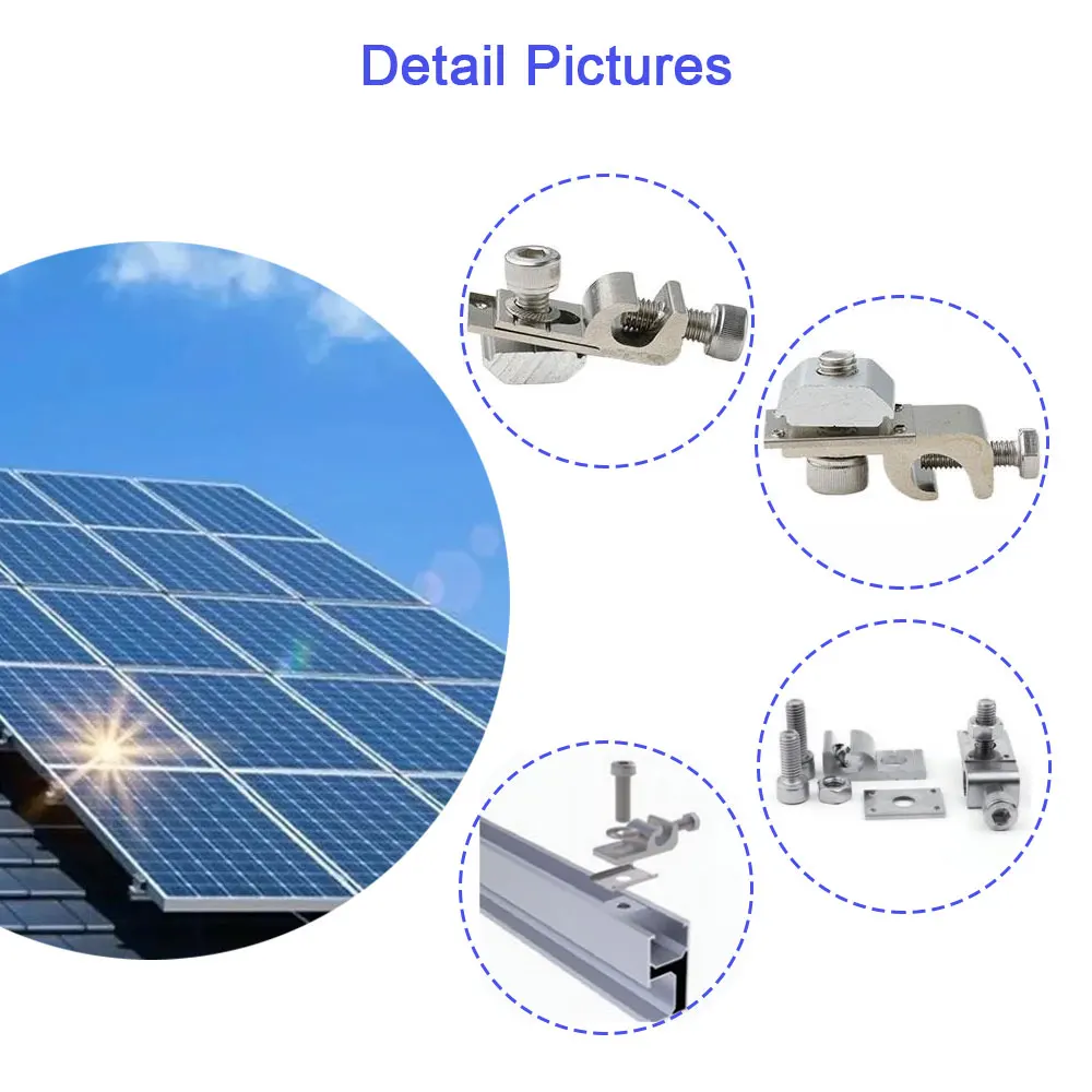 Solar Grounding Lug Solar Panel Bracket Grounding Clamps Photovoltaic System Mounting Clip For Roof Lightning Protection solar panel mounting set