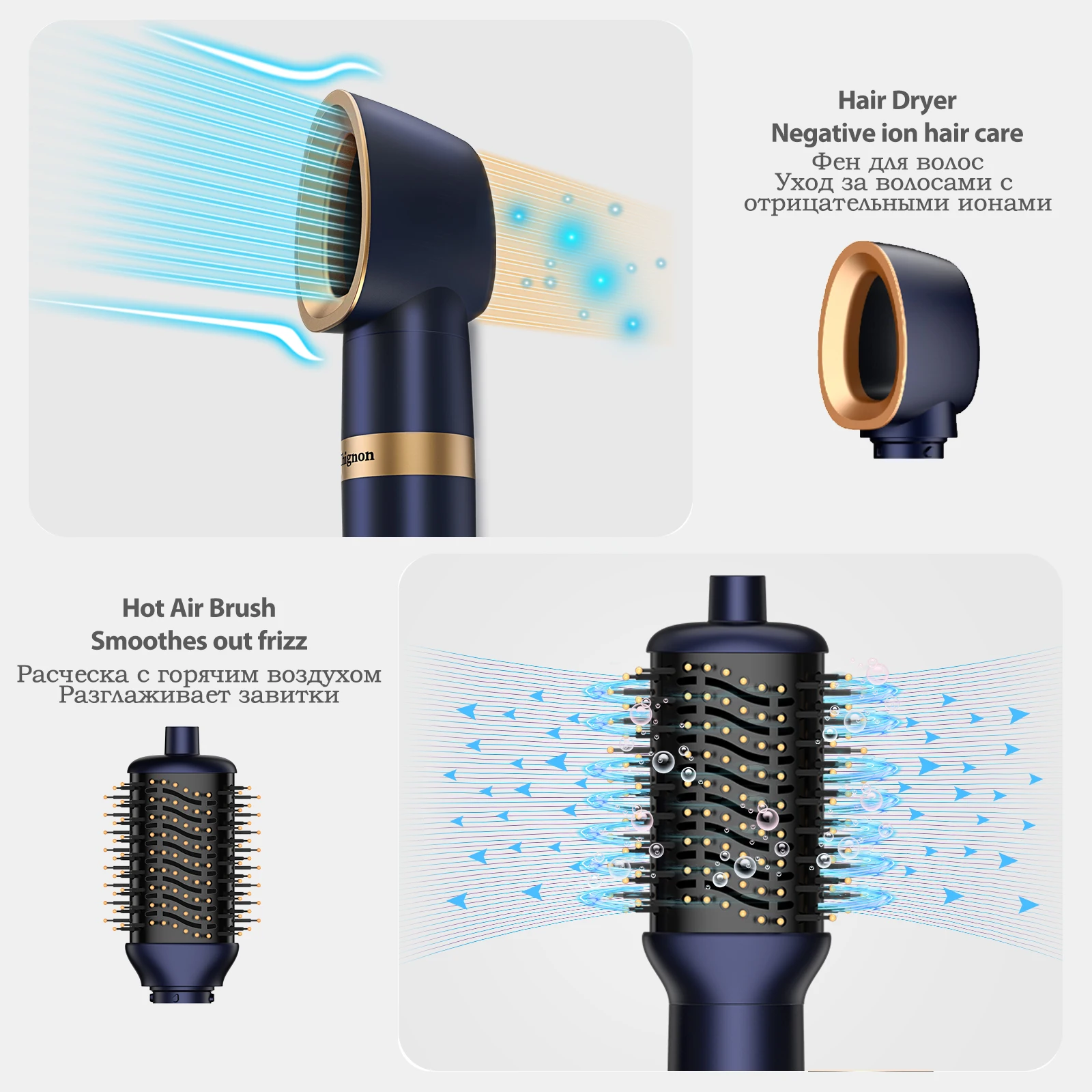 Negative Ion Hair Dryer Airwrap 6-in-1 Multi-Styler, Powerful Hair Dryer Brush & Multi-Styler with Auto-Wrap Curlers 5