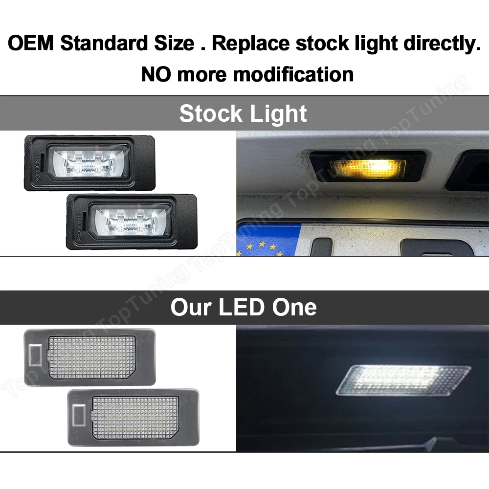 For Skoda Rapid Yeti Octavia 3 Superb B6 Fabia 2PCS LED Number License  Plate Light Lamp For VW Golf 6 7 MK6 MK7 Passat B6