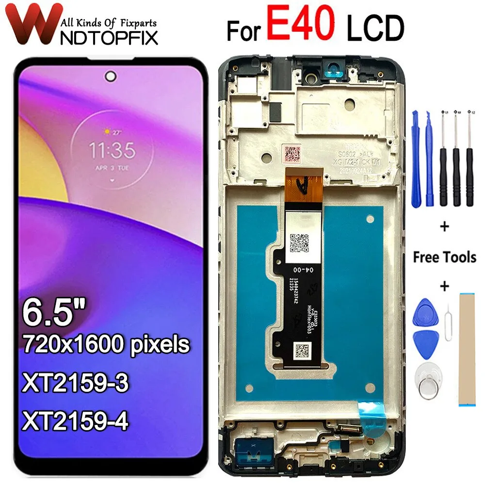 

ЖК-дисплей 6,5 дюйма для Motorola Moto E40, дигитайзер сенсорного экрана в сборе, запасные части XT2159 для Moto E40, ЖК-дисплей с рамкой