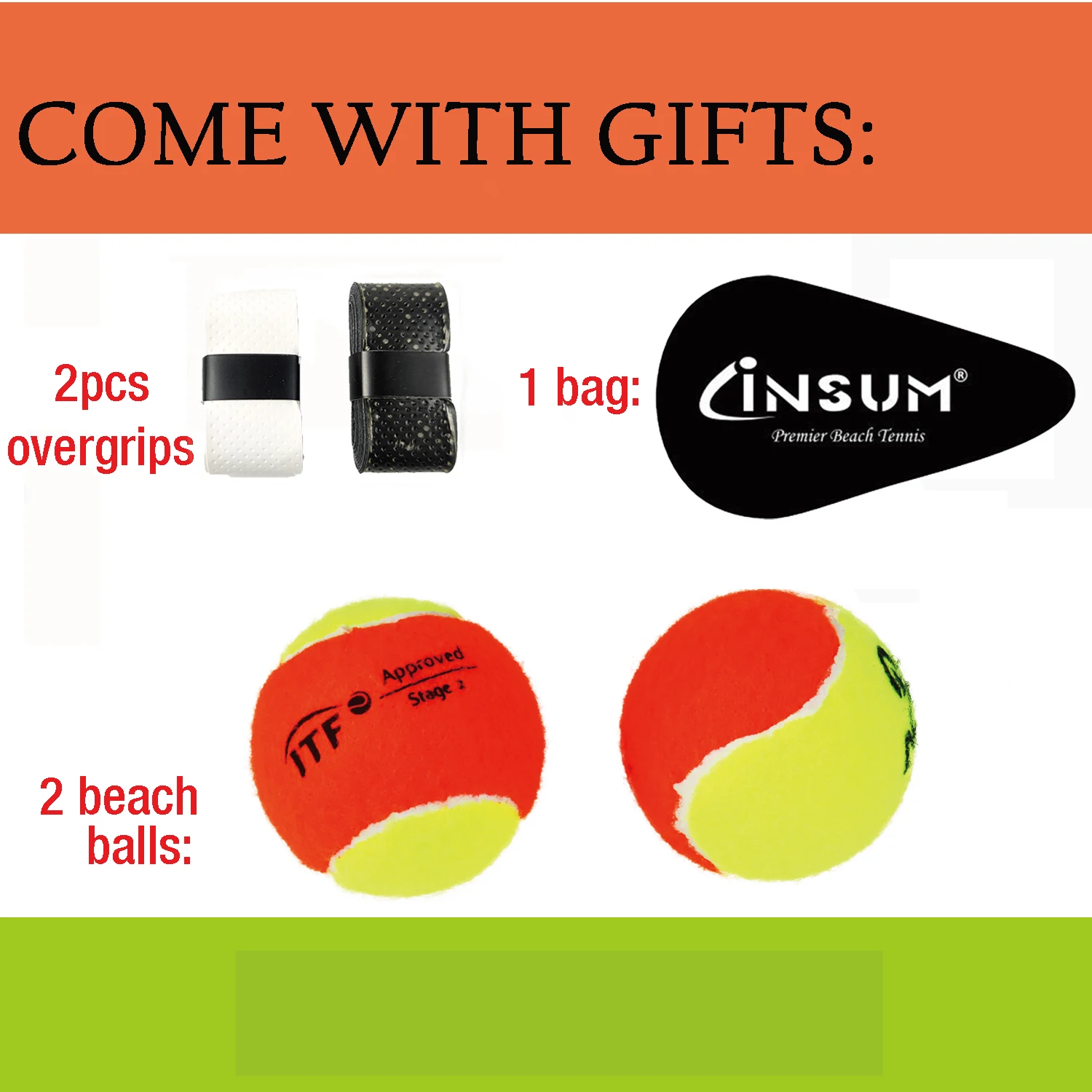 INSUM Training Racket Beach Tennis with Full Carbon Fiber EVA Soft Grip for Beginners Lightweight Raquete Beach Tennis Set
