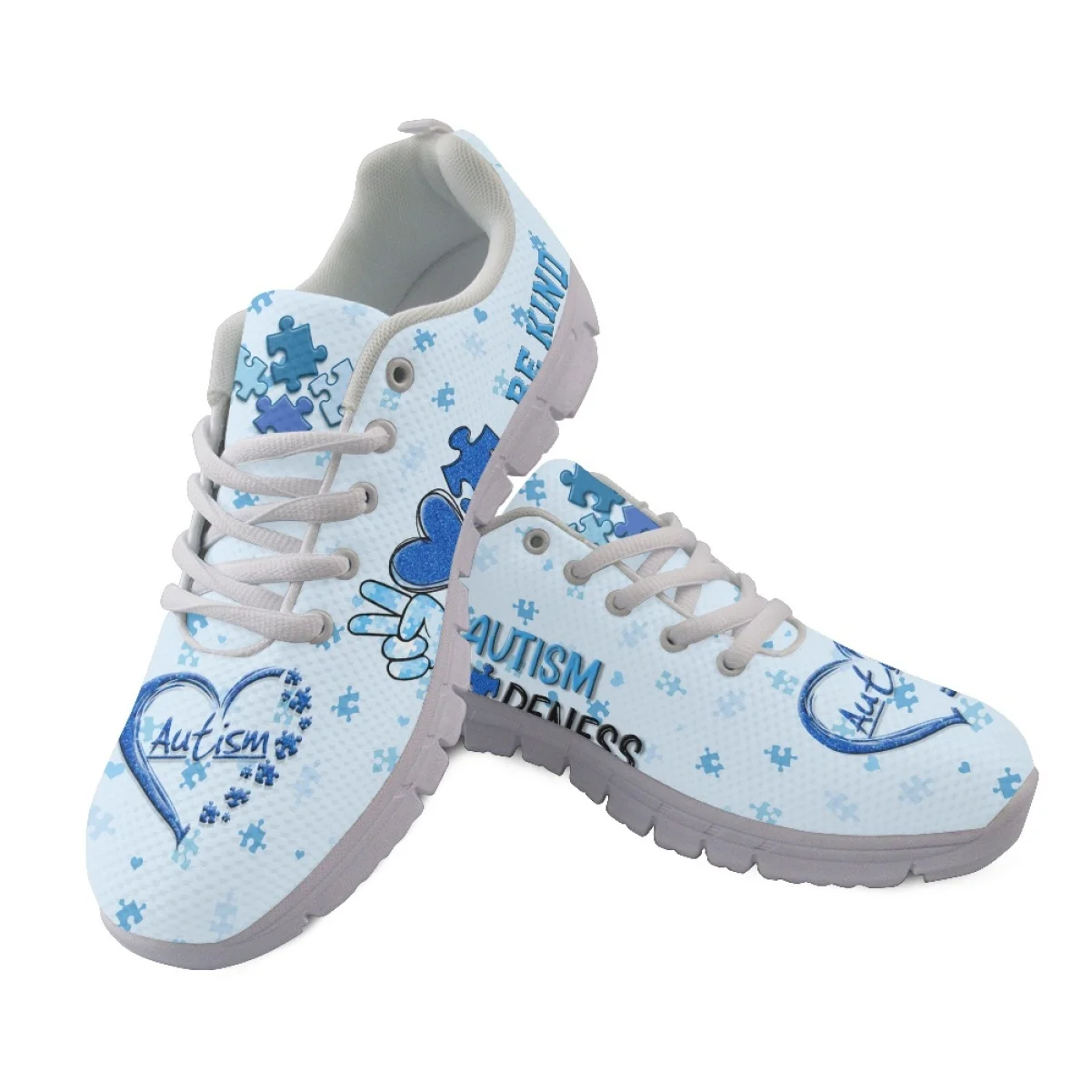 INSTANTARTS  Autism Awareness Sport Sneakers for Women Autumn Spring Comfort Flat Shoes Non-Slip Running Shoes Plus Size Tennis