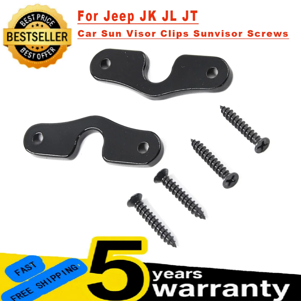 For Jeep Jk Jl Jt Gladiator Wrangler 2018 Durable Interior Sunshade Repair Clips 2Pcs Car Sun Visor Clips Sunvisor Screws