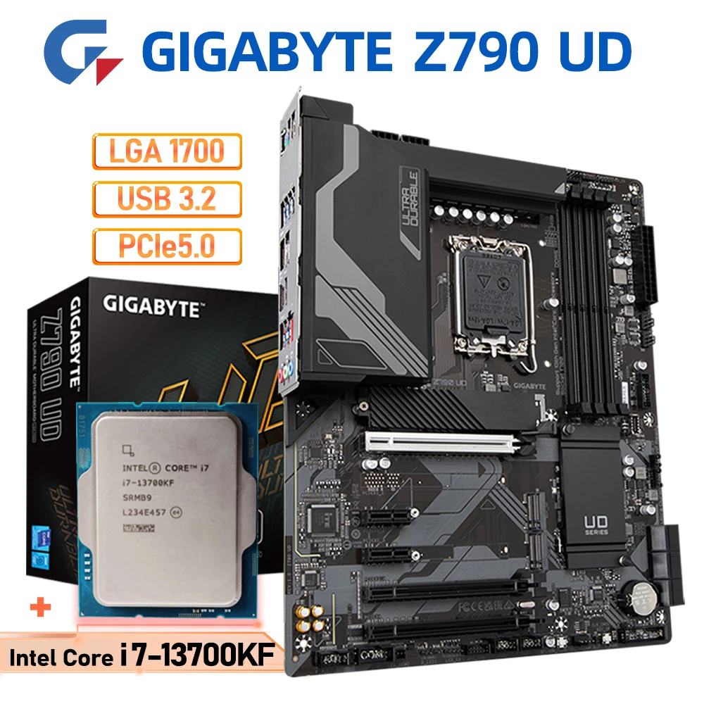 

GIGABYTE LGA 1700 Intel Core i7 13700KF + GA Z790 UD DDR5 Motherboard CPU Match ATX Support D5 128G 7600(OC) PCIe 5.0 M.2 SSD