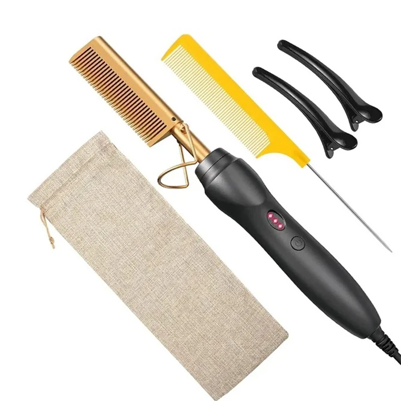 Ceramic Heating Hair Straightener Comb Ceramic Coating 3 Heat Levels Anti-Frizz For Natural Hair Beard Wigs and Curling hair straightener,hair straightener brush,hair styler